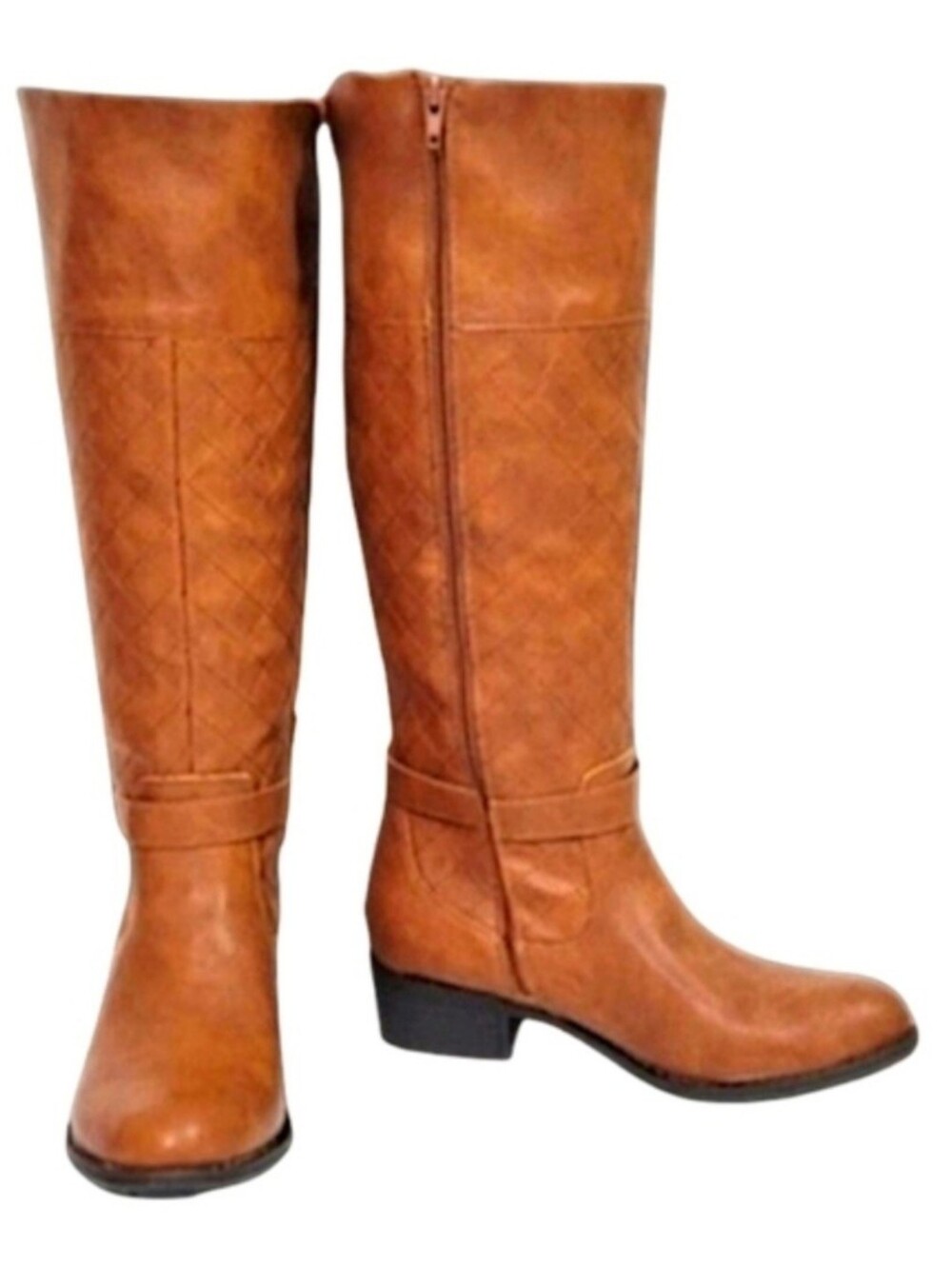St. John's Bay Tall Quilted Over-the-Knee Boots in Cognac Size 8.5